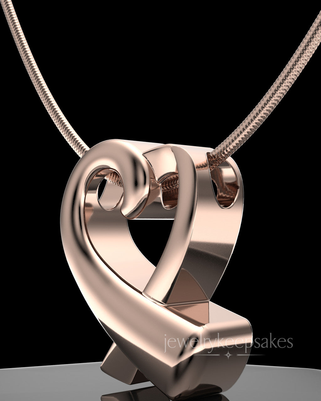 Rose Gold Plated Ribboned Heart Permanently Sealed Waterproof Cremation Pendant