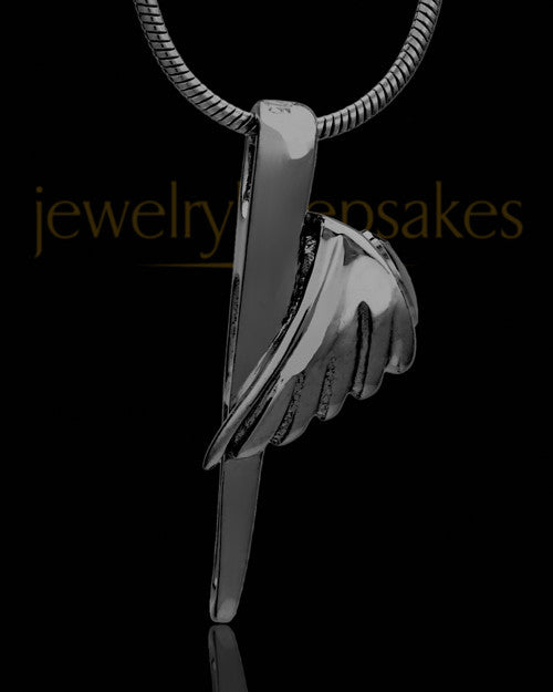 Custom Black Rhodium Plated Urn Pendant Necklace For Ashes