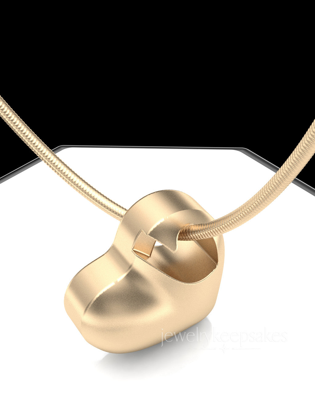 Solid 14K Gold Small Natural Heart Permanently Sealed Waterproof Cremation Pendant