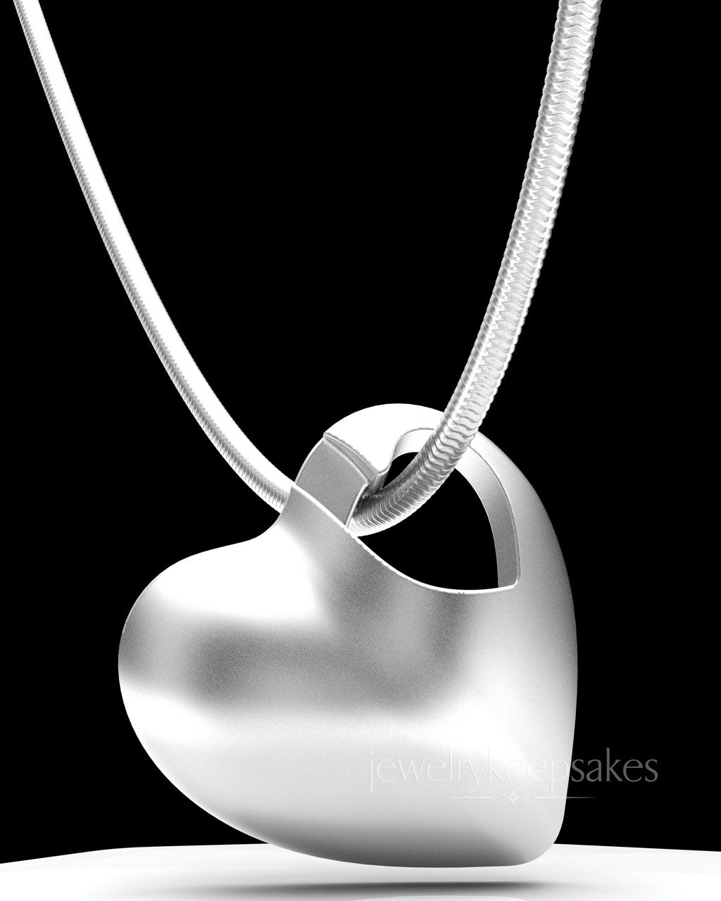 Solid 14K White Gold Small Natural Heart Permanently Sealed Waterproof Cremation Pendant