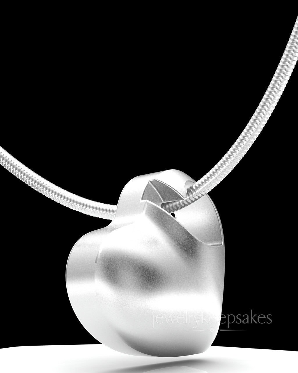 Solid 14K White Gold Small Natural Heart Permanently Sealed Waterproof Cremation Pendant