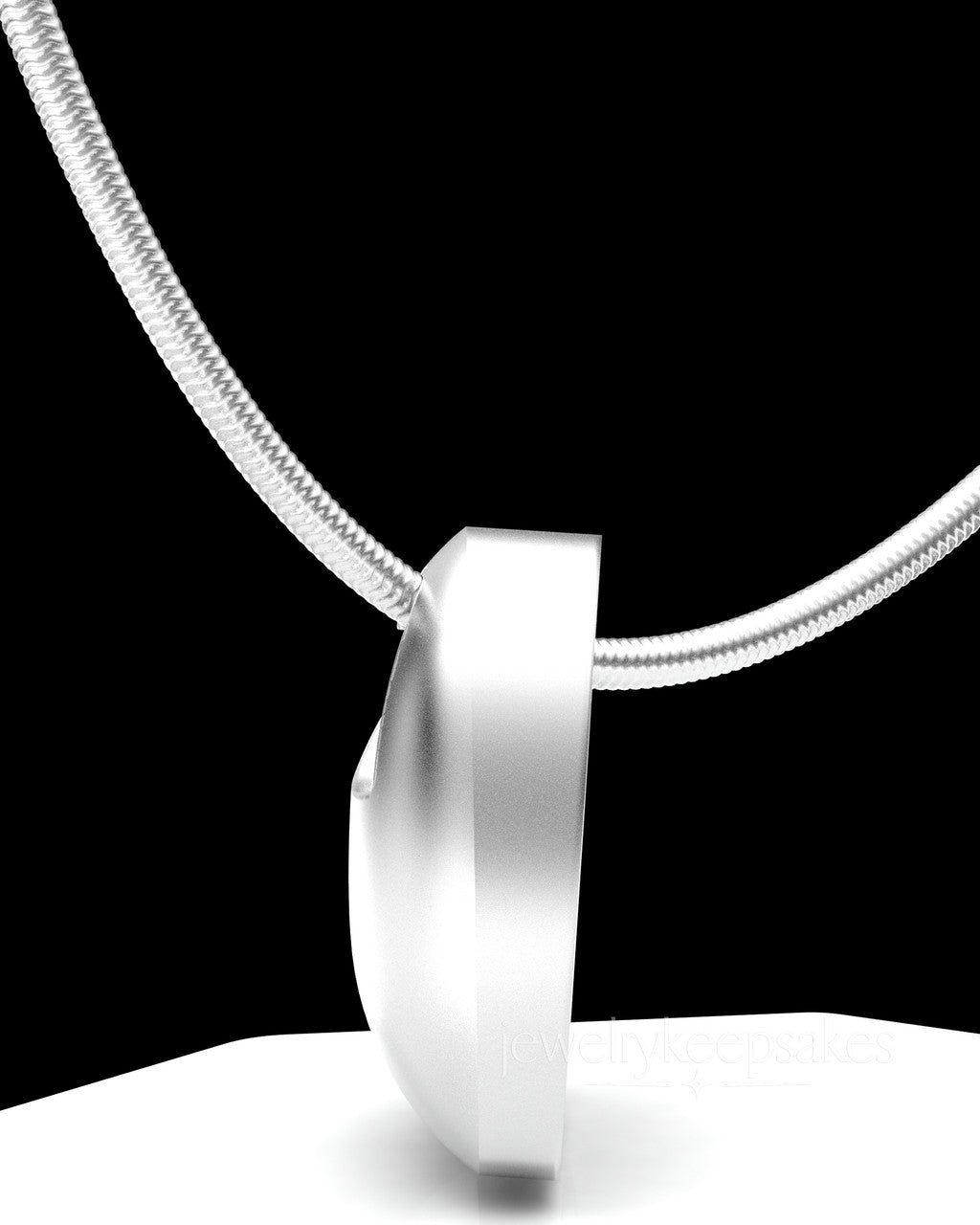 Solid 14K White Gold Small Natural Heart Permanently Sealed Waterproof Cremation Pendant