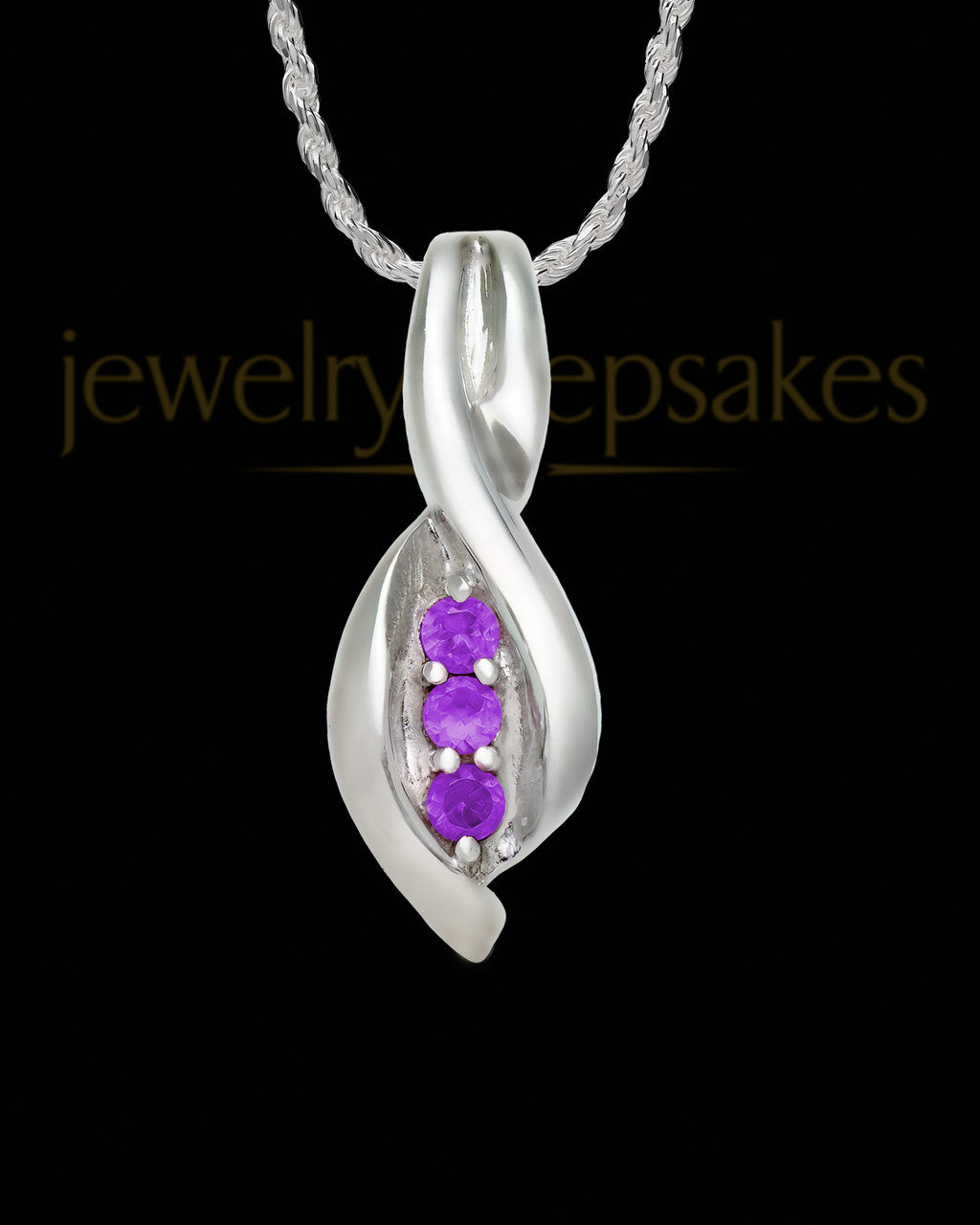 Sterling Silver Soft Spoken With Purple Stones Cremation Necklace