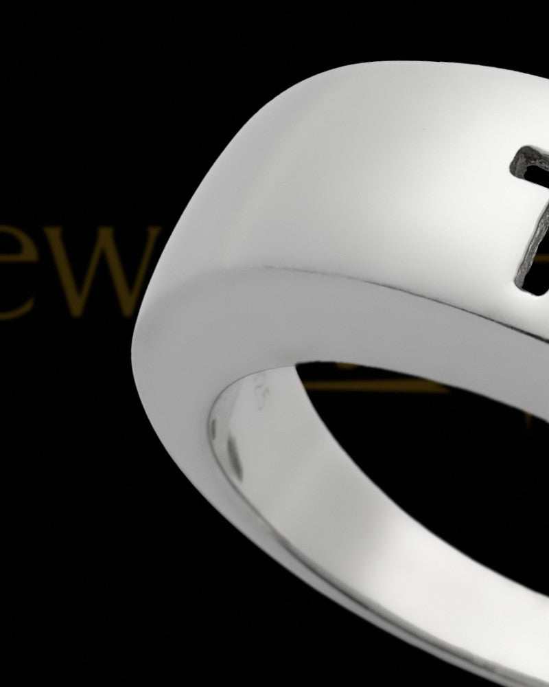 Men's Reverent Sterling Silver Cross Ring For Ashes