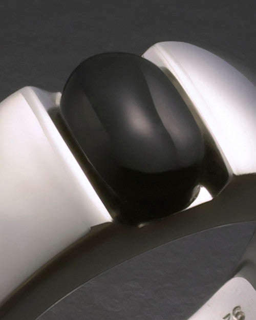 Men's White Gold Beguiling Black Onyx Cremation Ring
