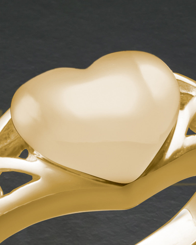 Ladies 14K Gold Filigree Heart Cremation Ring