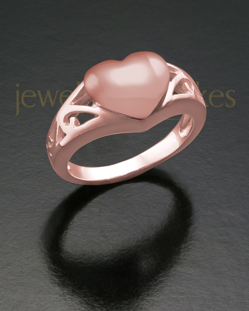 Ladies 14K Rose Gold Filigree Heart Cremation Ring