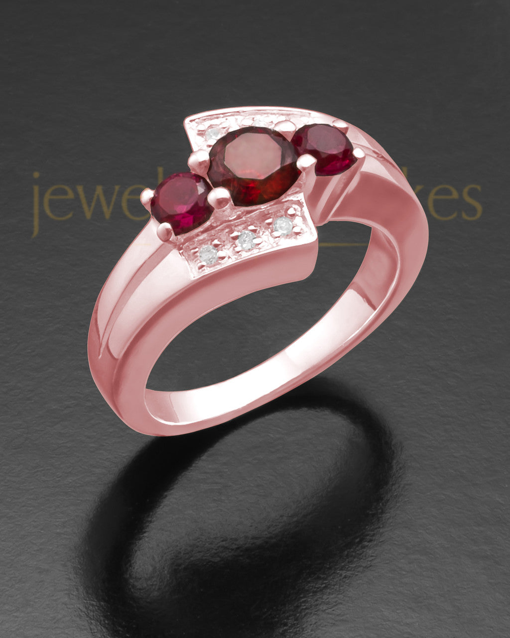 Ladies 14K Rose Gold Radiant Red Cremation Ring