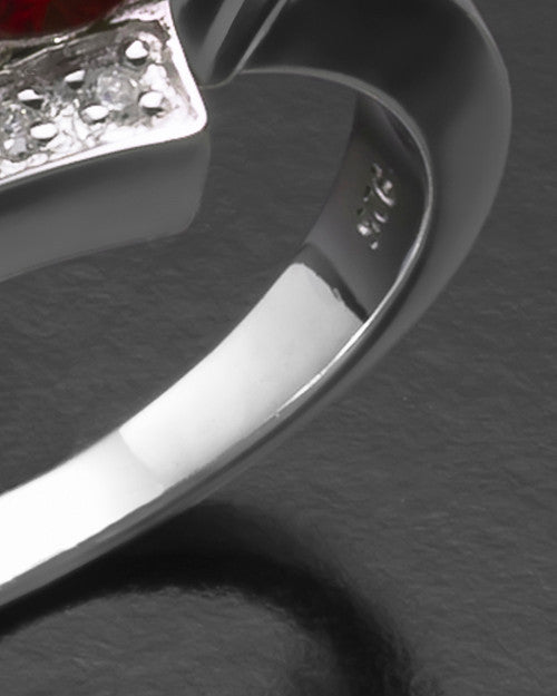 Ladies White Gold Radiant Red Cremation Ring