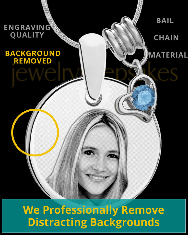 December Photo Engraved Round Pendant Stainless Steel