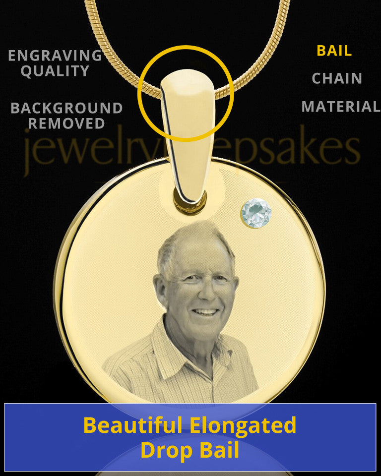 April Birthstone Gold Photo Round Pendant