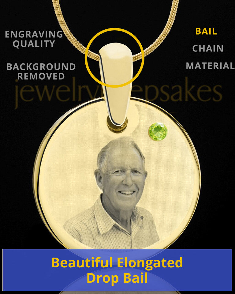 August Birthstone Gold Photo Round Pendant