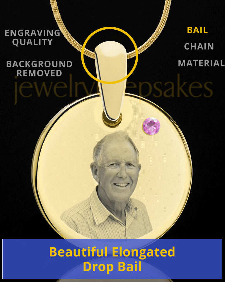 June Birthstone Gold Photo Round Pendant