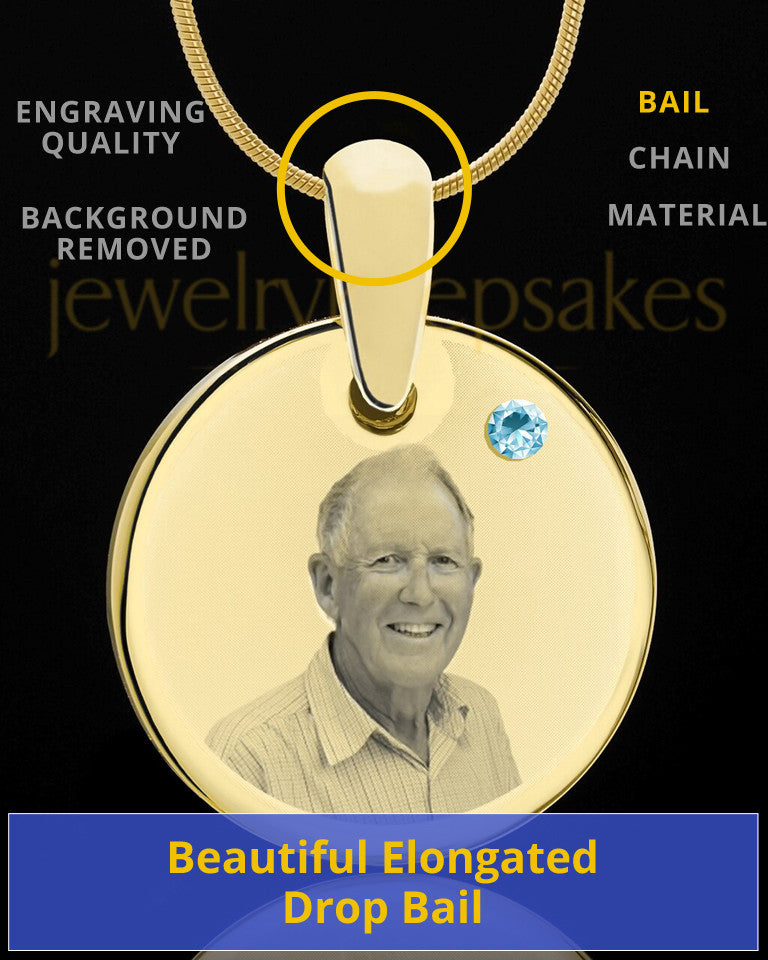 March Birthstone Gold Photo Round Pendant
