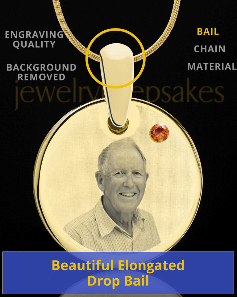 November Birthstone Gold Photo Round Pendant