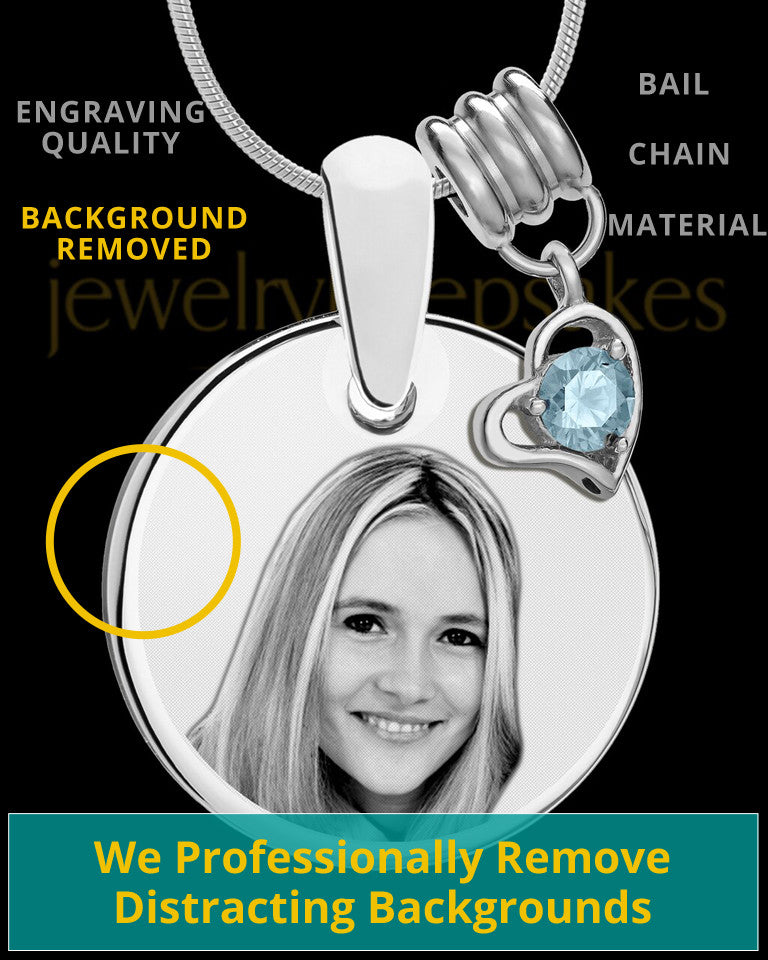 March Photo Engraved Round Pendant Stainless Steel
