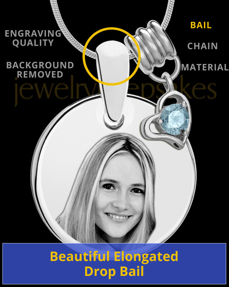 March Photo Engraved Round Pendant Stainless Steel