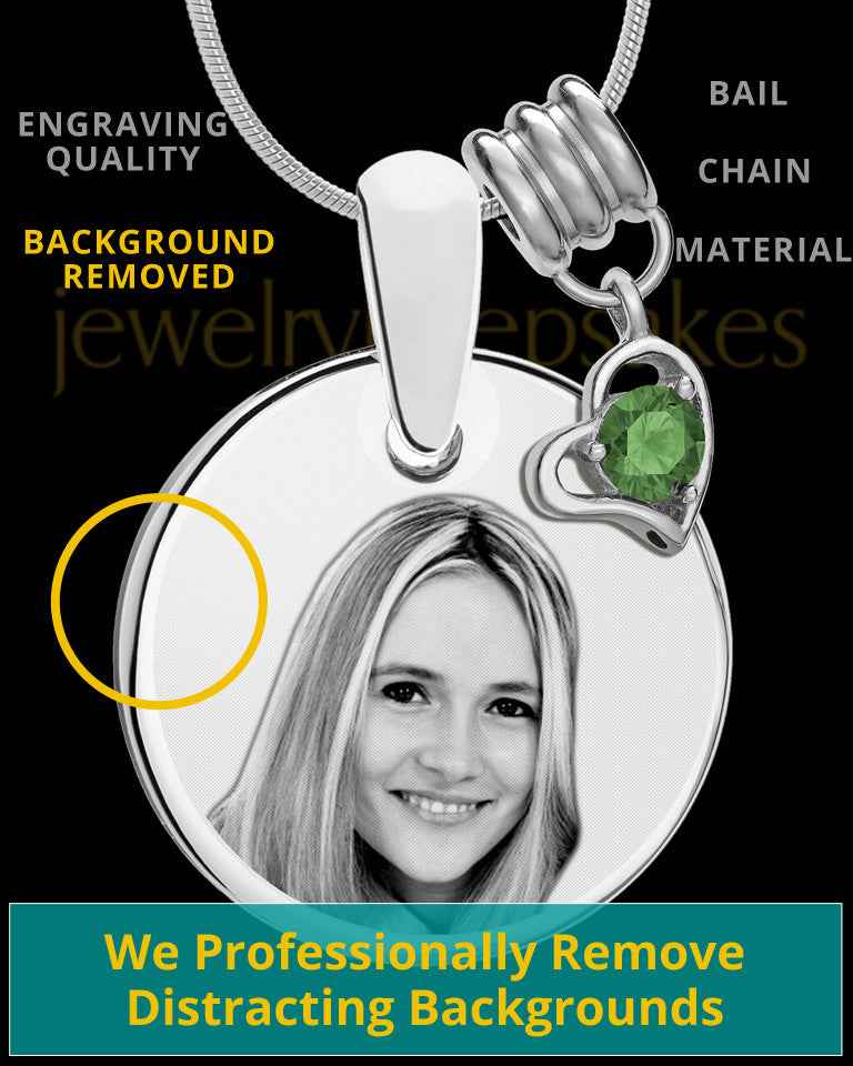 May Photo Engraved Round Pendant Stainless Steel