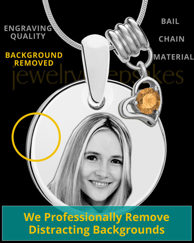 November Photo Engraved Round Pendant Stainless Steel