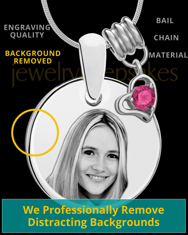 October Photo Engraved Round Pendant Stainless Steel Plated