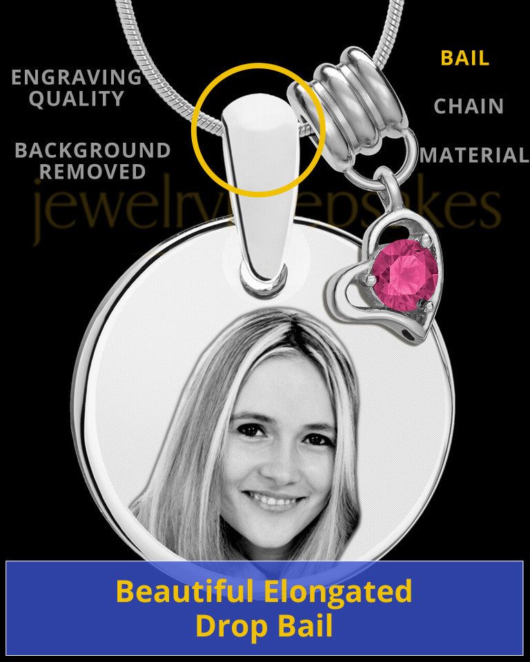 October Photo Engraved Round Pendant Stainless Steel Plated
