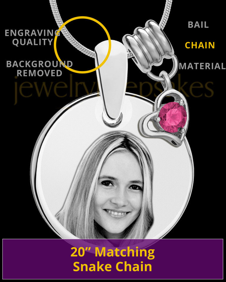 October Photo Engraved Round Pendant Stainless Steel Plated