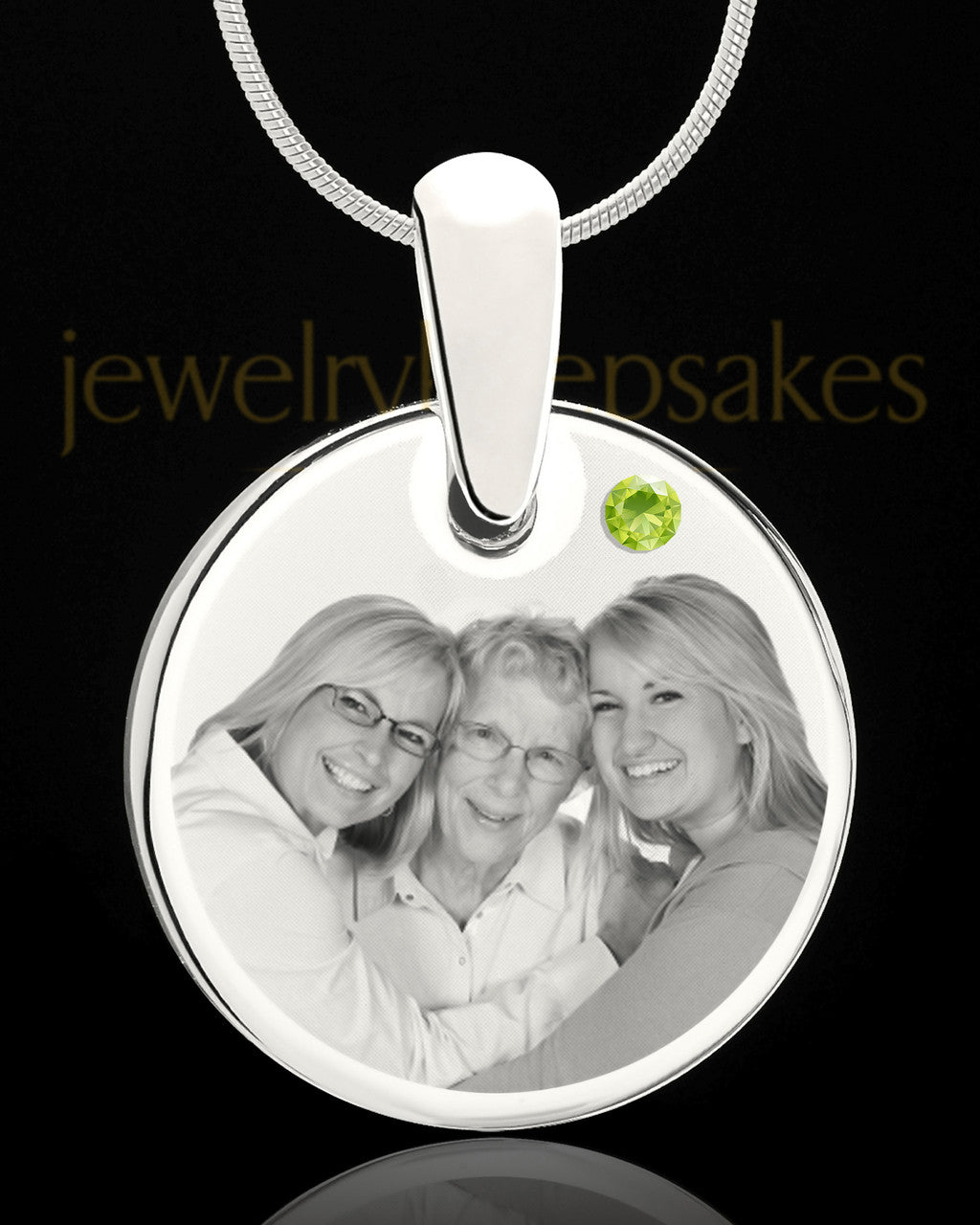 August Round Birthstone Stainless Steel Photo Pendant