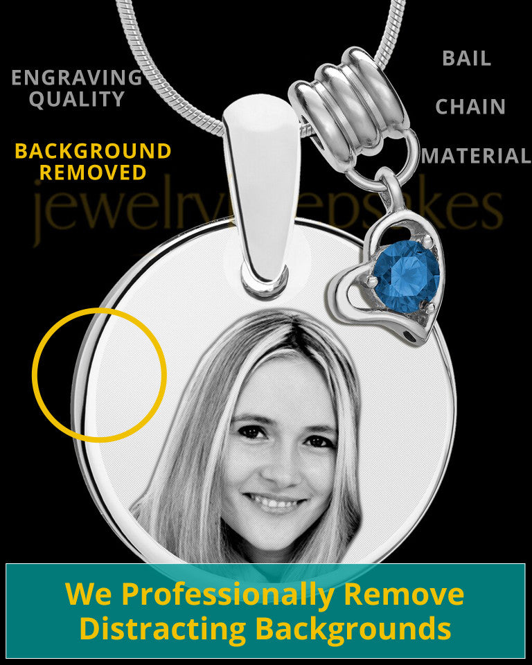 September Photo Engraved Round Pendant Stainless Steel