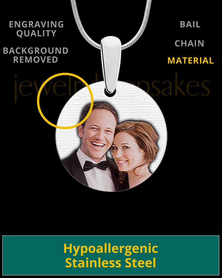 Round Full Color Photo Engraved Pendant Stainless Steel