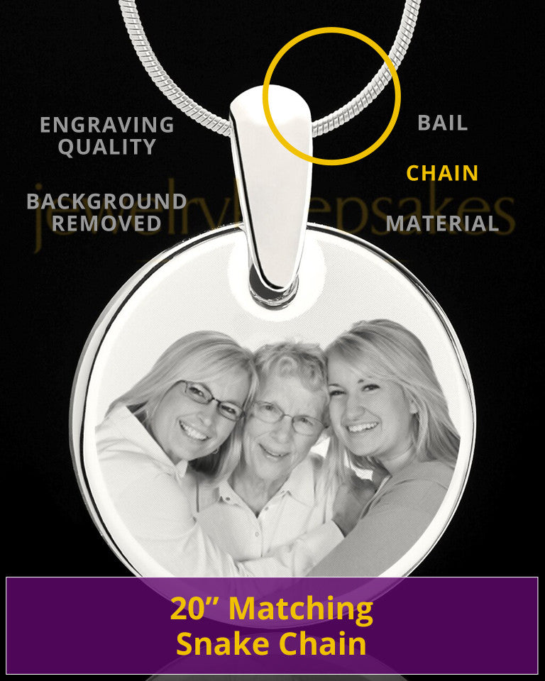 Custom Photo Engraved Round Pendant Stainless Steel With Engraving