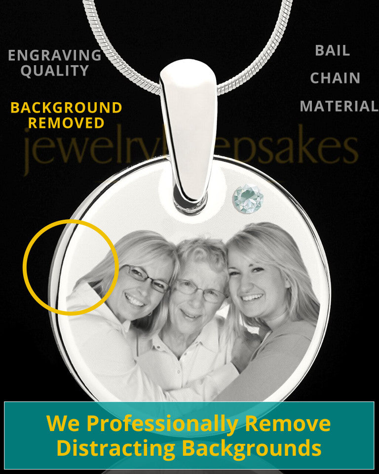 April Round Birthstone Stainless Steel Photo Pendant