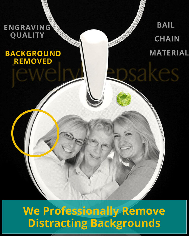 August Round Birthstone Stainless Steel Photo Pendant