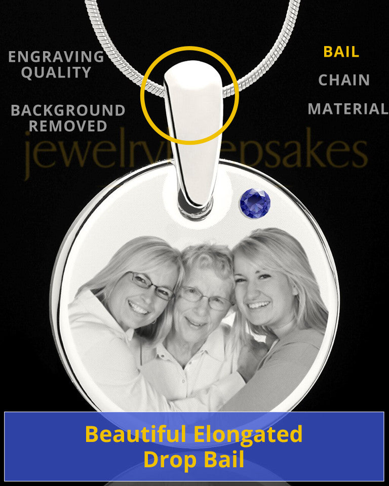 September Round Birthstone Stainless Steel Photo Pendant
