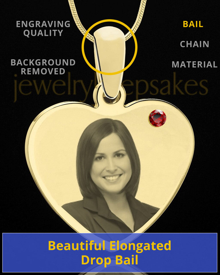 January Gold Heart Photo Engraved Pendant