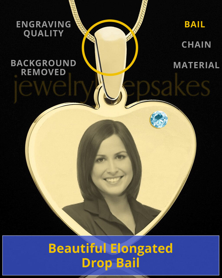 March Gold Heart Photo Engraved Pendant