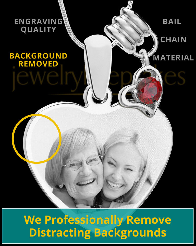 January Stainless Steel Memories Heart-Shaped Photo Engraved Pendant