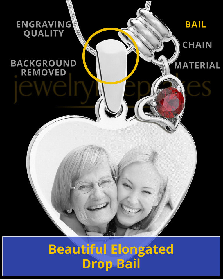 January Stainless Steel Memories Heart-Shaped Photo Engraved Pendant