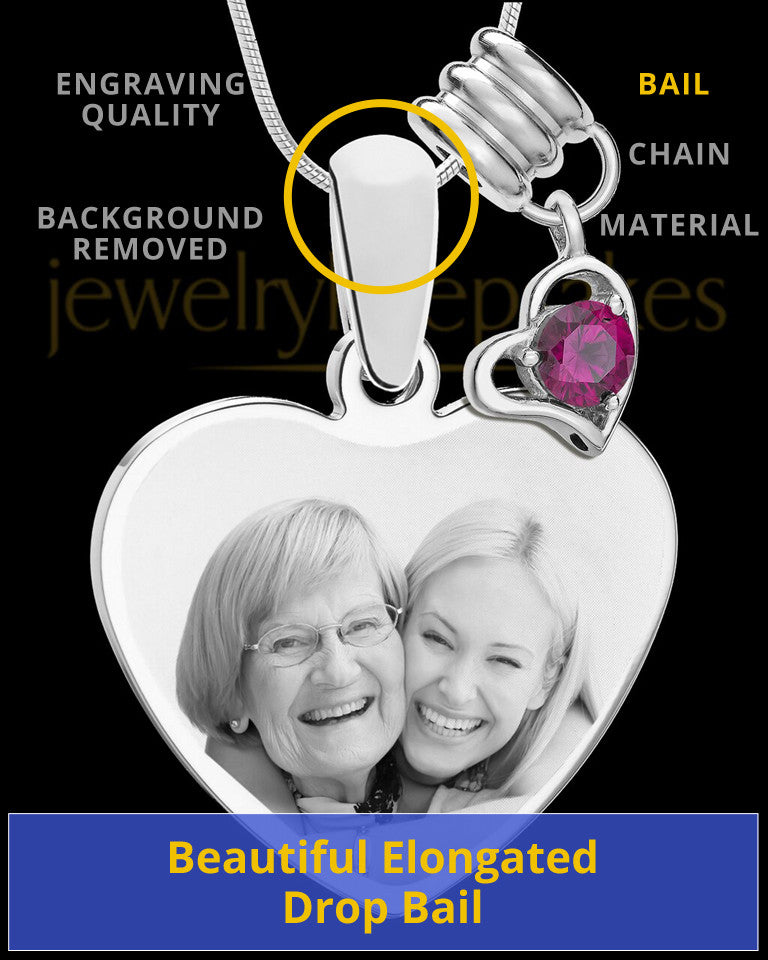 July Stainless Steel Memories Heart-Shaped Photo Engraved Pendant