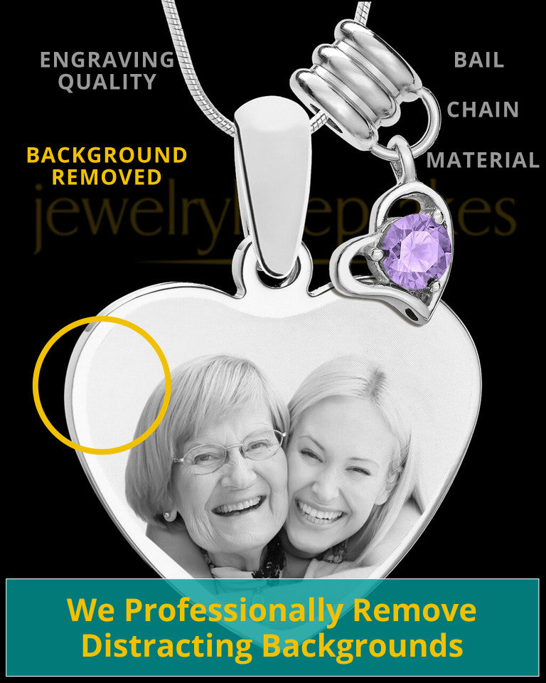 June Stainless Steel Memories Heart-Shaped Photo Engraved Pendant