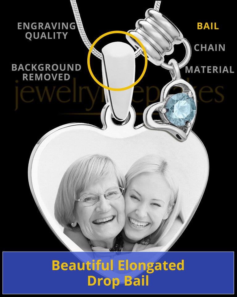 March Stainless Steel Memories Heart-Shaped Photo Engraved Pendant