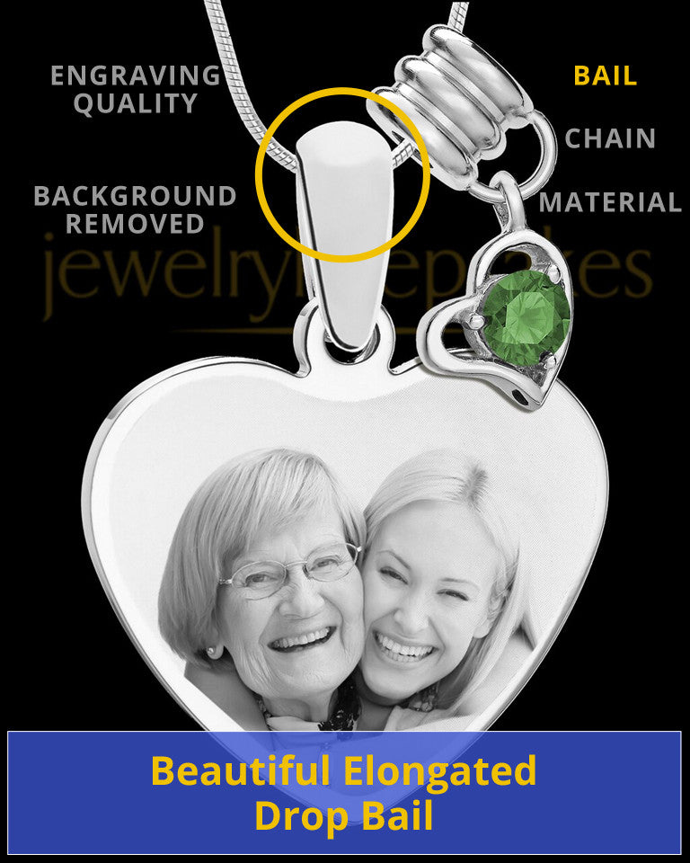 May Stainless Steel Memories Heart-Shaped Photo Engraved Pendant