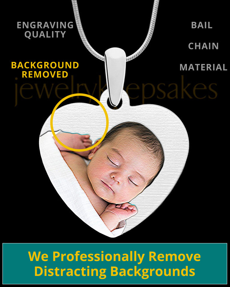 Full Color Stainless Memories Heart-Shaped Photo Engraved Pendant