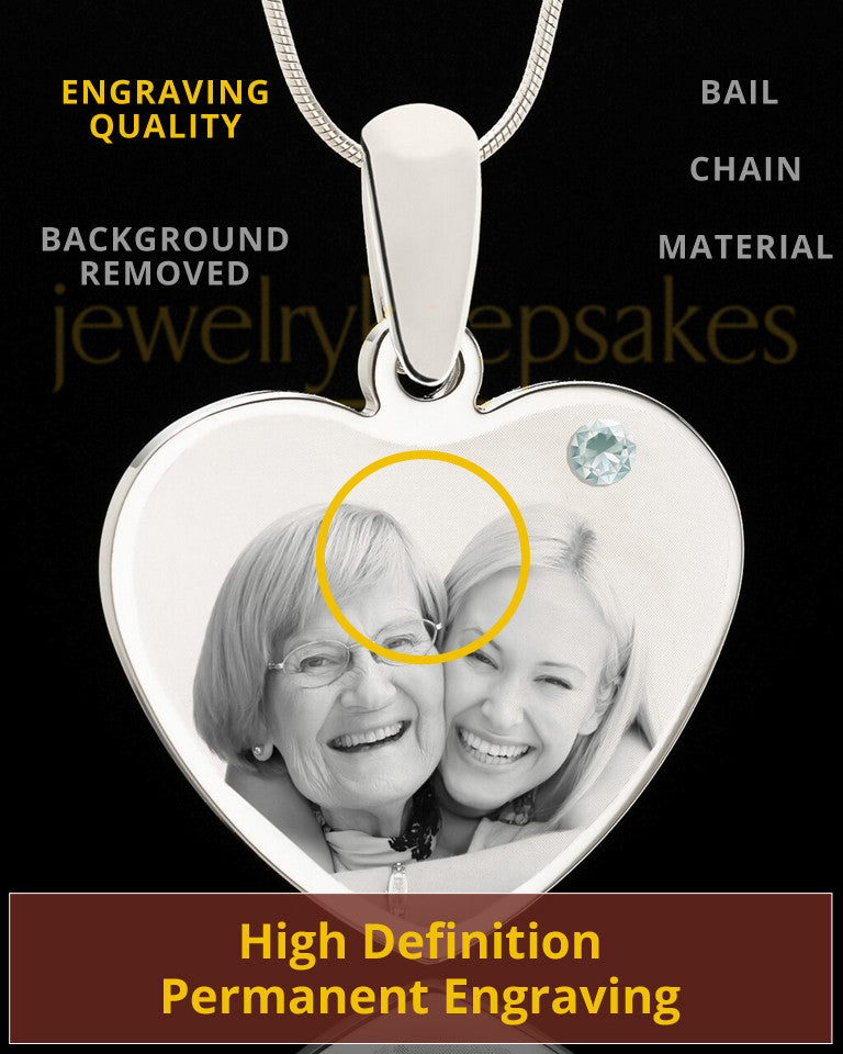 April Stainless Steel Memories Heart Photo Pendant