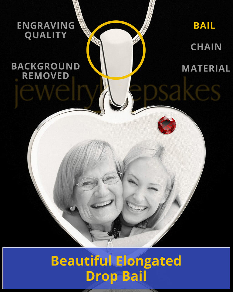 January Stainless Steel Memories Heart Photo Pendant