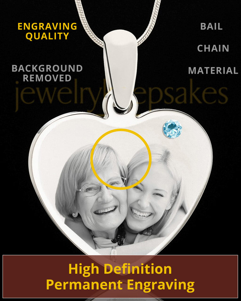 March Stainless Steel Memories Heart Photo Pendant