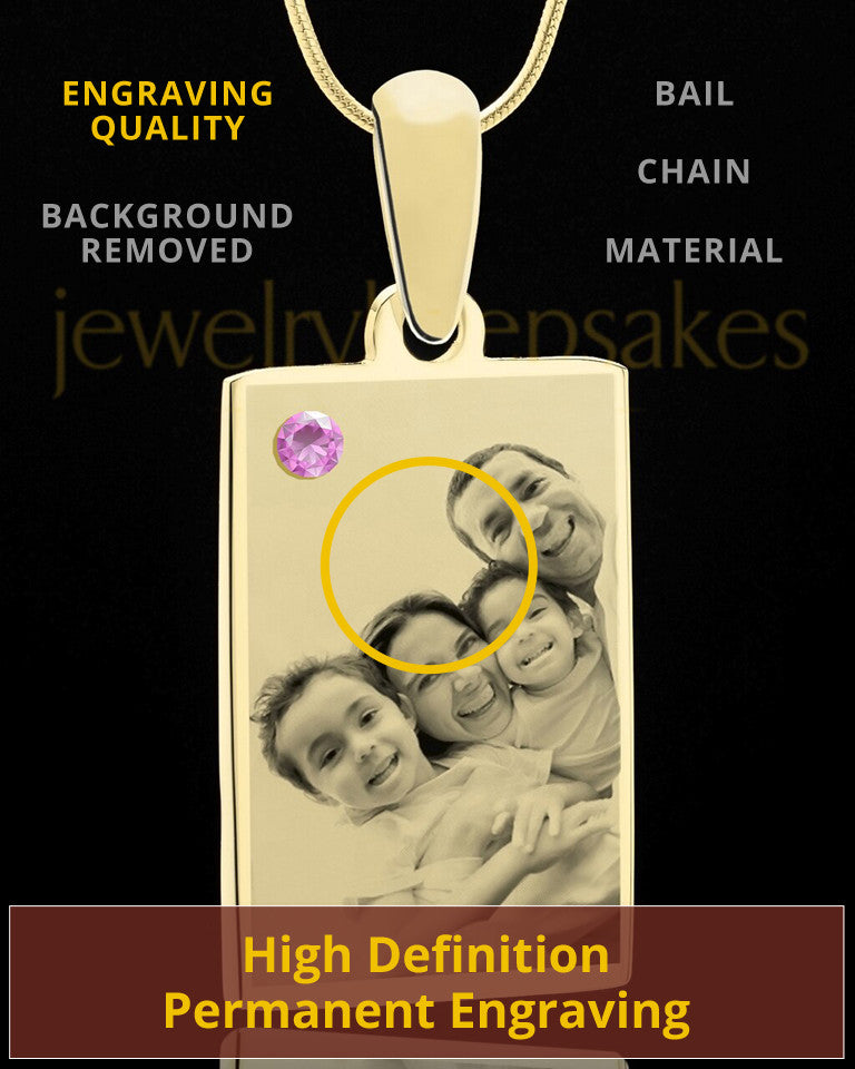 June Rectangle Gold Plated Photo Engraved Pendant