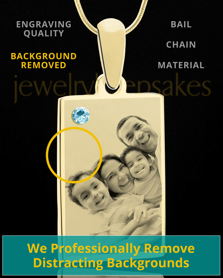 March Rectangle Gold Plated Photo Engraved Pendant