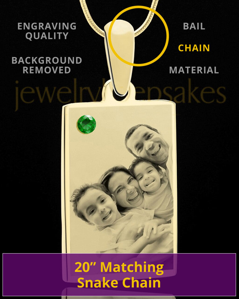 May Rectangle Gold Plated Photo Engraved Pendant