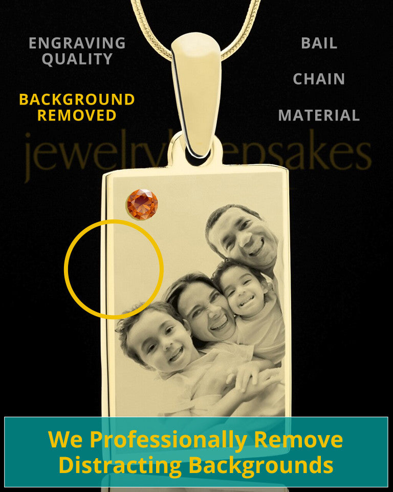 November Rectangle Gold Plated Photo Engraved Pendant