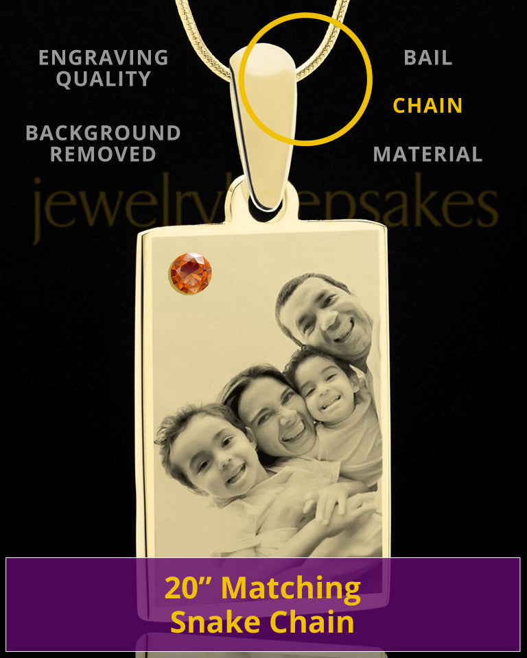 November Rectangle Gold Plated Photo Engraved Pendant